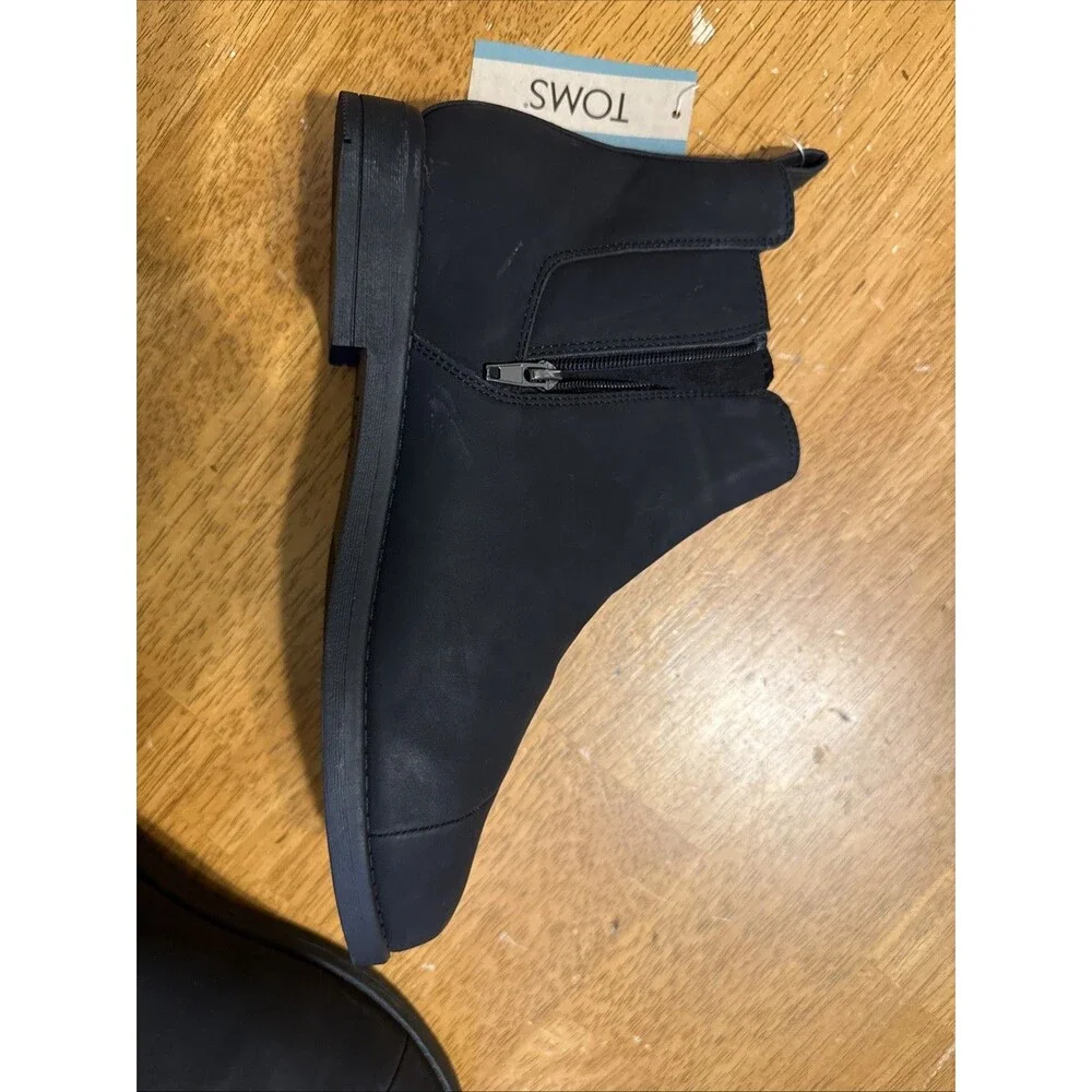 TOMS Boots Youth Charlie Casual  Ankle Bootie Black Shoes NEW Size 5